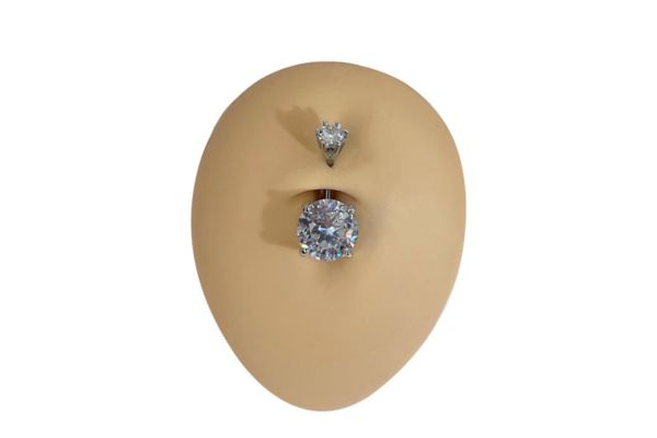 Khuyên rốn thép mặt đá lớn - 1.6*10*5/10mm