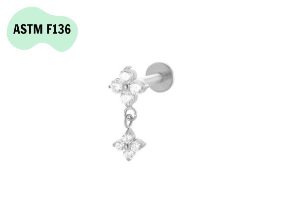Khuyên tai 4 cánh may mắn 1.2*8mm - Giá Tốt