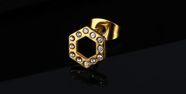 Khuyên tai hình lục giác đính đá - Unisex