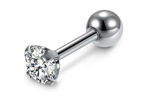 Khuyên tai đá tròn nhỏ 3mm