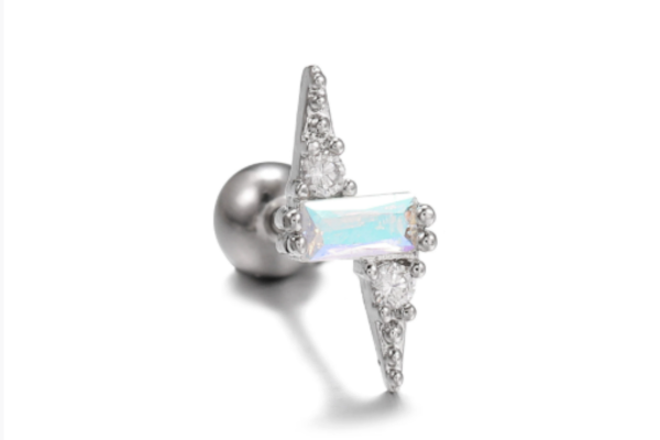 Khuyên tai sấm sét pha lê xanh