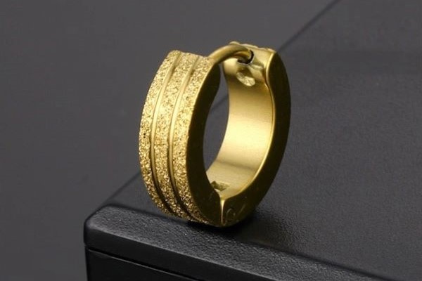 Khuyên tai tròn Hàn Quốc đường nhám sang trọng