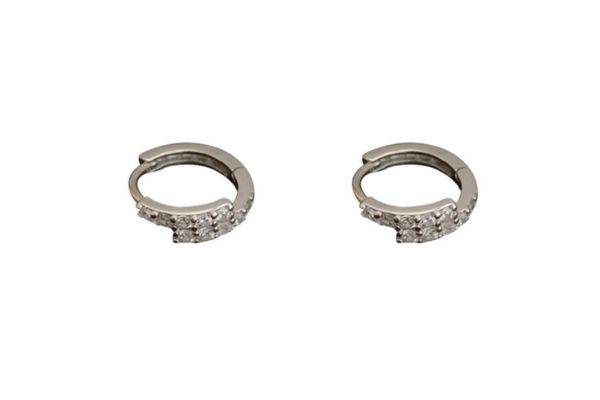 Khuyên tai tròn kim cương nhân tạo - Bạc 925 - 10mm