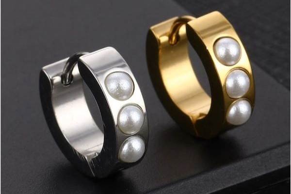 Khuyên tai tròn ngọc trai Rishima