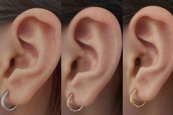 Khuyên tai tròn Unisex màu vàng