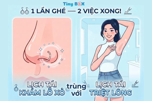 Lịch tái khám lỗ xỏ khuyên trùng với lịch tái triệt lông tại TinyBox — 1 lần ghé tiệm, hoàn thành 2 việc