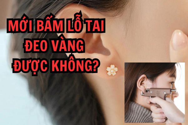 Mới bấm lỗ tai đeo vàng được không?