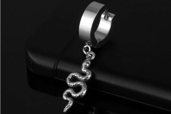 Khuyên tai tròn cho nam hình con rắn - Khuyên tai giá rẻ