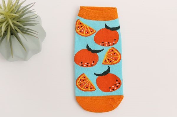 Tất ngắn unisex phối hình trái cam - Orange