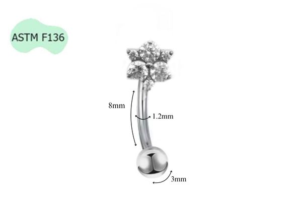 Titan F136 / Khuyên cong hình hoa dễ thương hợp nhiều vị trí