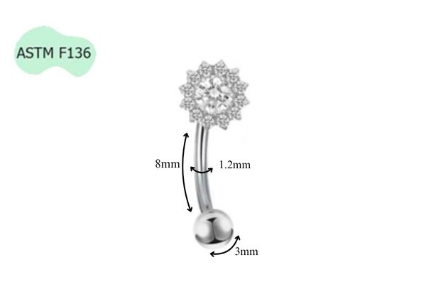 Titan F136 / Khuyên cong hình hoa mặt trời phù hợp nhiều vị trí