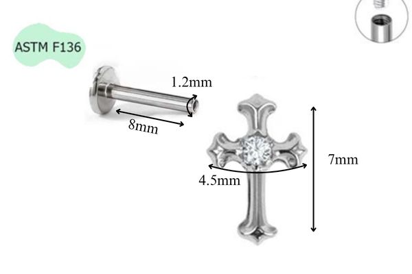 Titan / Khuyên tai thánh giá đá tròn unisex