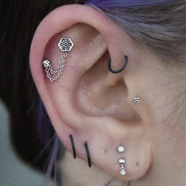 cách mix các vị trí xỏ khuyên tai