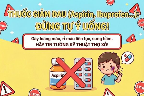 trước khi xỏ khuyên, cấm nạp thuốc giảm đau (Aspirin, Ibuprofen...) để tránh chảy máu