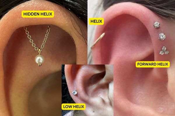 vị trí xỏ khuyên tai mix Helix đẹp nhất