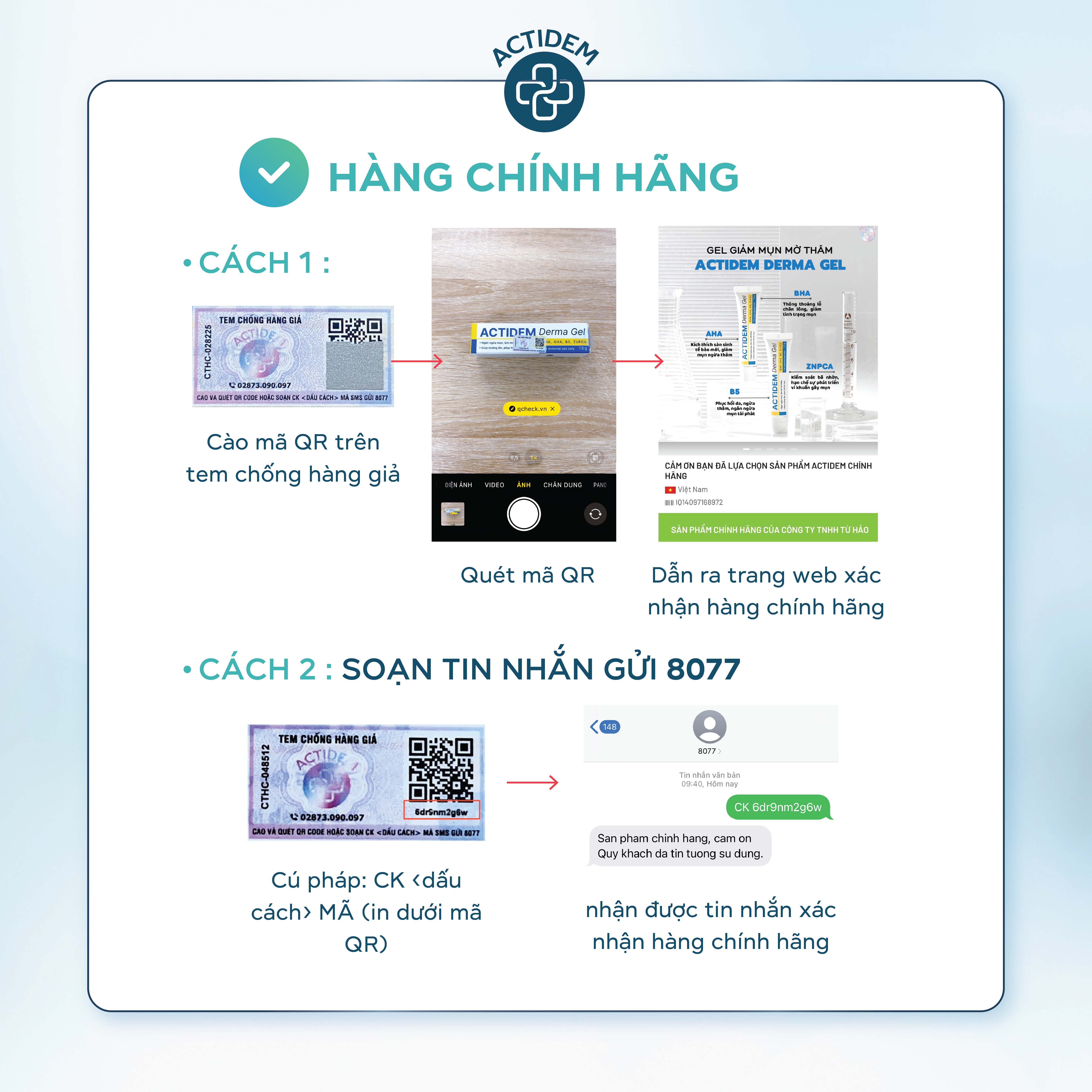 Cách kiểm tra sản phẩm Actidem chính hãng