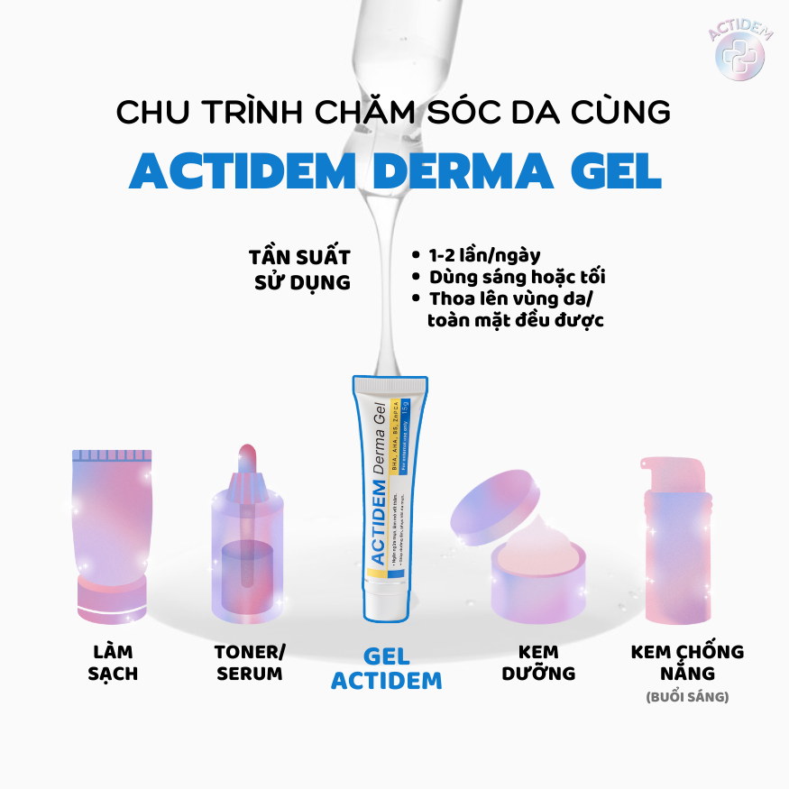 Chu trình dưỡng da kết hợp với Actidem Derma gel