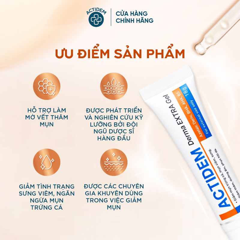 Gel giảm mụn ngừa thâm Actidem Derma Gel Extra