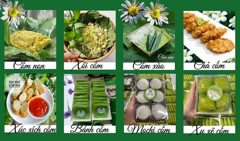 Một số sản phẩm cốm Mễ Trì