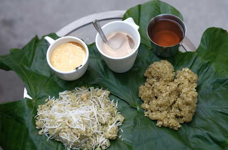 Xôi cốm và cà phê trứng