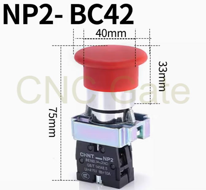 Nút nhấn nhả đầu nấm NP2-BC42 chính hãng CHINT