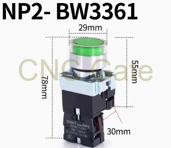 Nút nhấn nhả màu Xanh có đèn NP2-BW3361 chính hãng CHINT