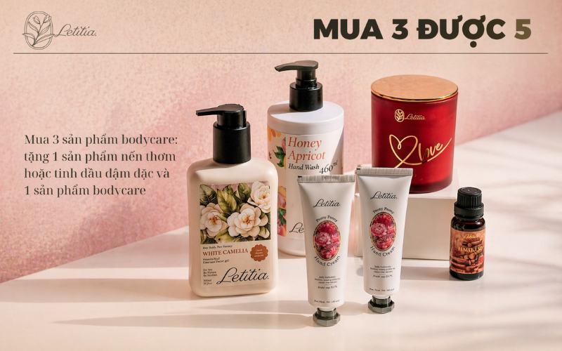 Khuyến mãi 30/4-1/5 cùng Letitia mua 3 được 5