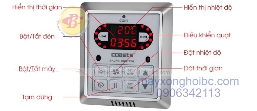 Bảng điều khiển máy xông hơi Coasts