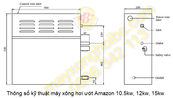 Thông số kỹ thuật máy xông hơi ướt Amazon