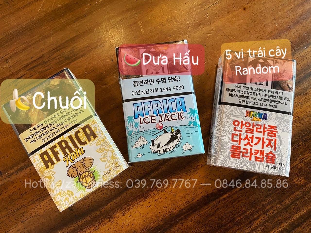 Thuốc lá Africa Ice Jack, Africa Ice Jack, Thuốc lá Africa Dưa Hấu, Africa, Thuốc lá Africa Rula, Thuốc lá Africa Mola, Thuốc lá Africa Hàn Quốc, Africa Hàn Quốc