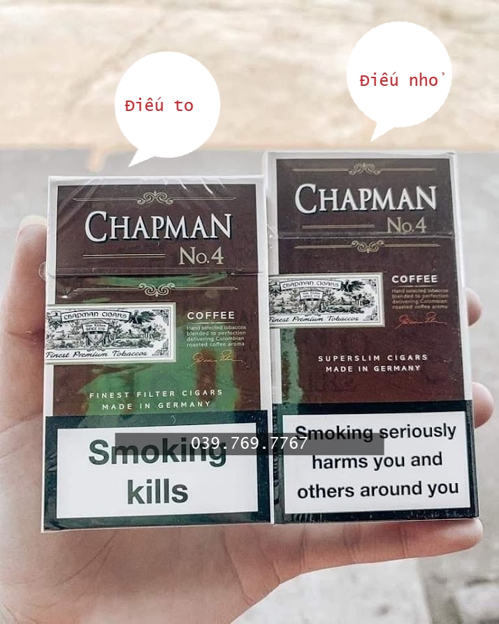Thuốc lá Chapman No4 Coffee, Chapman No4 Coffee, Thuốc lá Chapman No4 cà phê, Chapman No4 Cà Phê, Thuốc lá Chapman No4 Coffee điếu to, Chapman No4 Coffee điếu to, Thuốc lá Chapman Nâu, Chapman Nâu, Chapman điếu to vị cà phê, thuốc lá cf