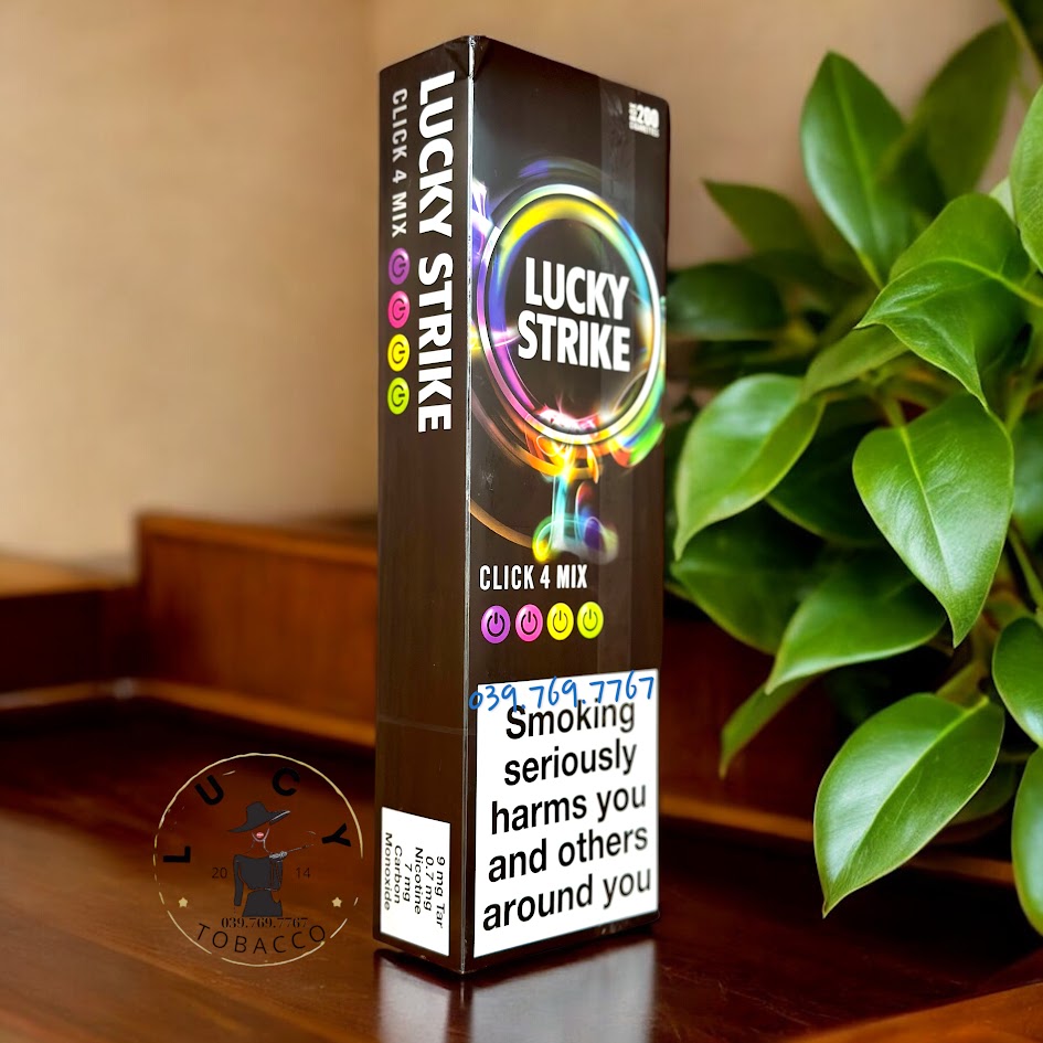 Thuốc lá Lucky Strike 4 mix là 1 loại thuốc lá nhãn hiệu Lucky Strike gồm 4 hương vị trái cây kết hợp bạc hà nên được gọi là Lucky Strike 4 bấm, 1 bấm là chanh bạc hà, 1 bấm là Dâu Bạc hà, 1 bấm là Nho bac hà, 1 bấm là Táo Bạc hà, Thuốc lá Lucky Strike bạc hà, Thuốc lá Lucky Strike