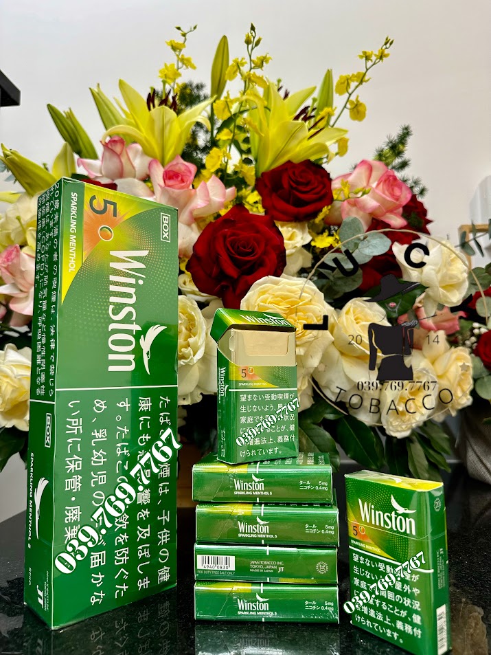Thuốc lá Winston 5 Sparkling Menthol, Winston 5 Sparkling Menthol, Thuốc lá Winston 5, Winston 5, Winston Menthol, Thuốc lá Winston Menthol, Thuốc lá Winston xanh Bạc hà, Winston xanh bạc hà, thuốc lá winston 5 Nhật Bản, thuốc lá winston 5 box, Thuốc lá Winston 5 Sparkling Menthol box màu xanh cam, Thuốc lá Winston 5 Sparkling Menthol bấm bạc hà xách tay Nhật Bản