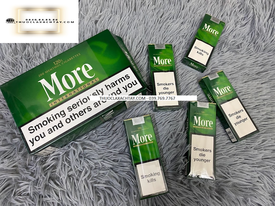Thuốc lá More, More, Thuốc lá More xanh More đỏ, More Xanh Menthol, More đỏ, More xanh, Thuốc lá More Mỹ gói mềm điếu dài, Thuốc lá More 120's Intermational, thuốc lá More ngoại, More Bạc hà