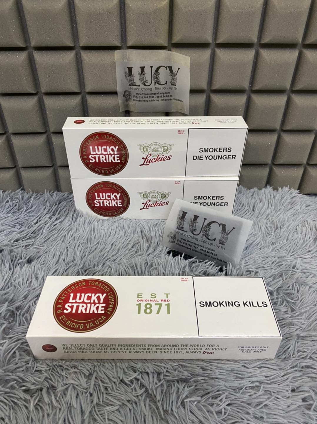 Thuốc lá Lucky Strike, Lucky Strike, Thuốc lá Lucky Strike Đỏ (Red), Thuốc lá Lucky Strike đỏ Mỹ, Thuốc lá Lucky Strike 2 bấm, thuốc lá Lucky Strike Double Click, thuốc lá Lucky Strike 2 bấm Nho Bạc Hà, Thuốc lá Lucky Strike Tím Nho 2 bấm, Thuốc lá Lucky Strike 4 mix, Thuốc lá Lucky Strike 4 vị, Thuốc lá Lucky Strike 4 bấm, Thuốc lá Lucky Strike giao hàng toàn quốc