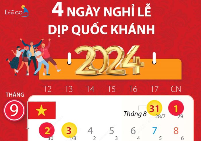 Lịch nghỉ lễ Quốc Khánh 2/9/2024