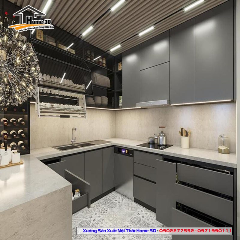 Bật Mí KN Chọn Đơn Vị Thi Công Tủ Bếp Inox Cánh Gỗ Công Nghiệp uy tín