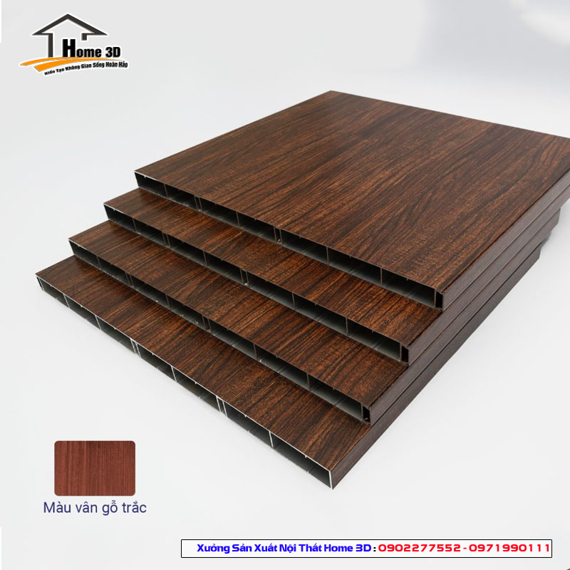 Tủ Bếp Nhôm Nội Thất Vân Ngỗ Trắc H3DN03