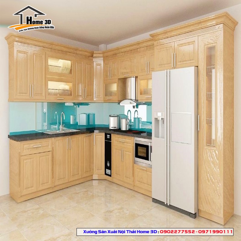 Tủ Bếp Gỗ Sồi Nga - Thùng Inox 304 (SN15)