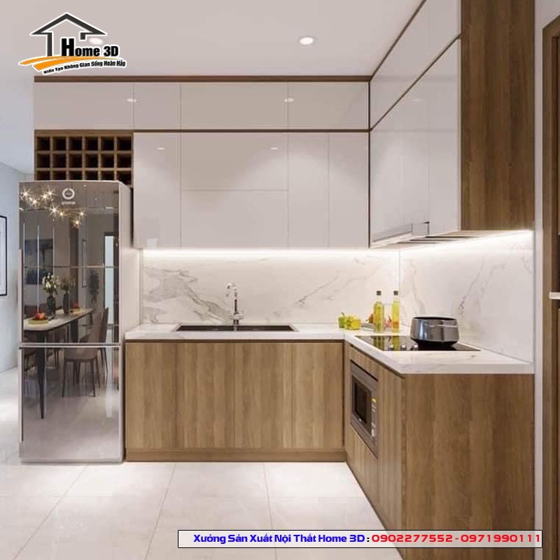 Tủ Bếp Acrylic Thùng Gỗ Nhựa