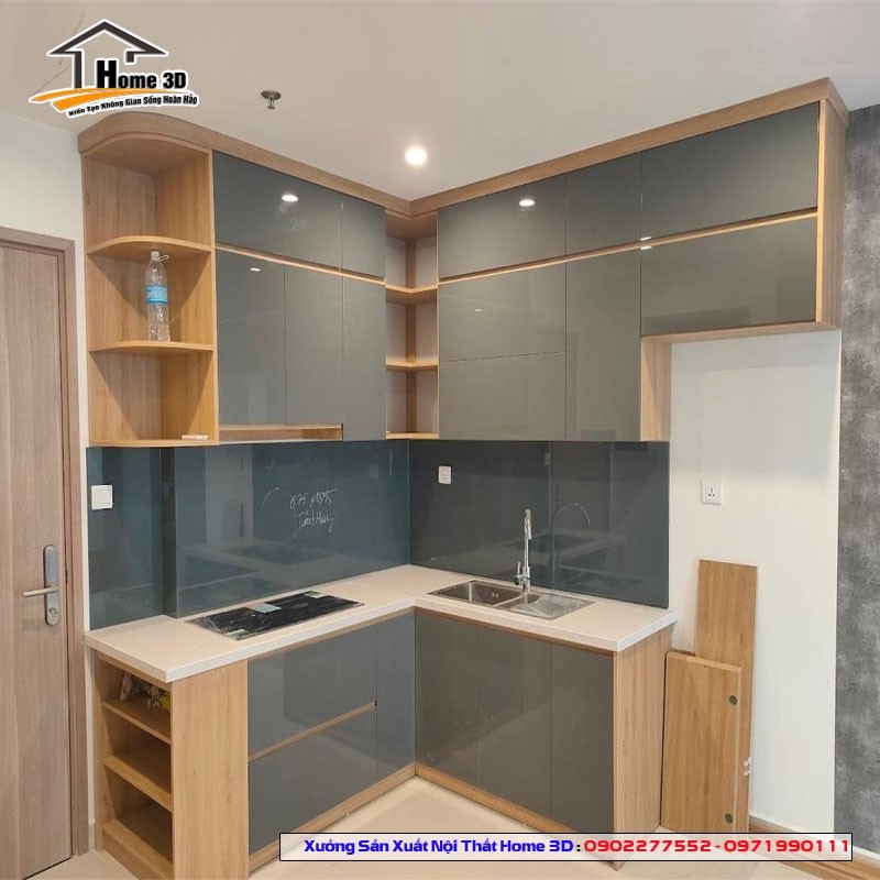 Tủ Bếp Acrylic Thùng Gỗ Nhựa