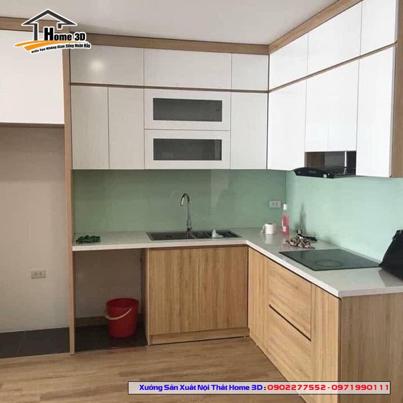 Tủ Bếp Acrylic Thùng Gỗ Nhựa