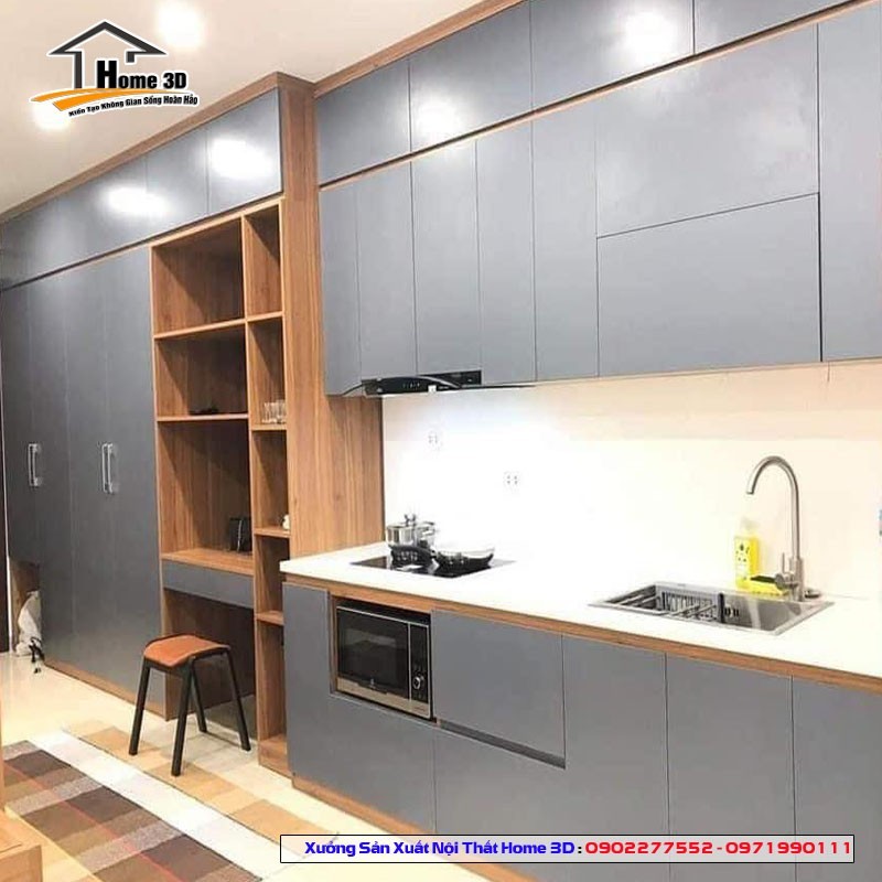 Tủ Bếp Acrylic Thùng Gỗ Nhựa