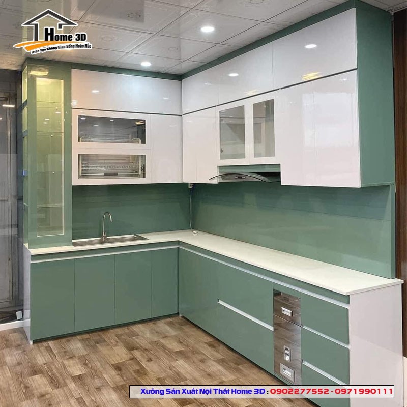 Tủ Bếp Acrylic Thùng Gỗ Nhựa