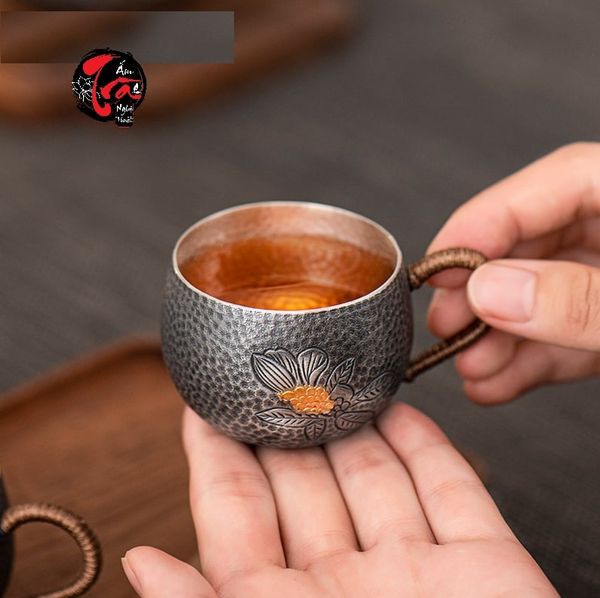 CHÉN BẠC NGUYÊN CHẤT 999 MỘC LAN KHẢM VÀNG
