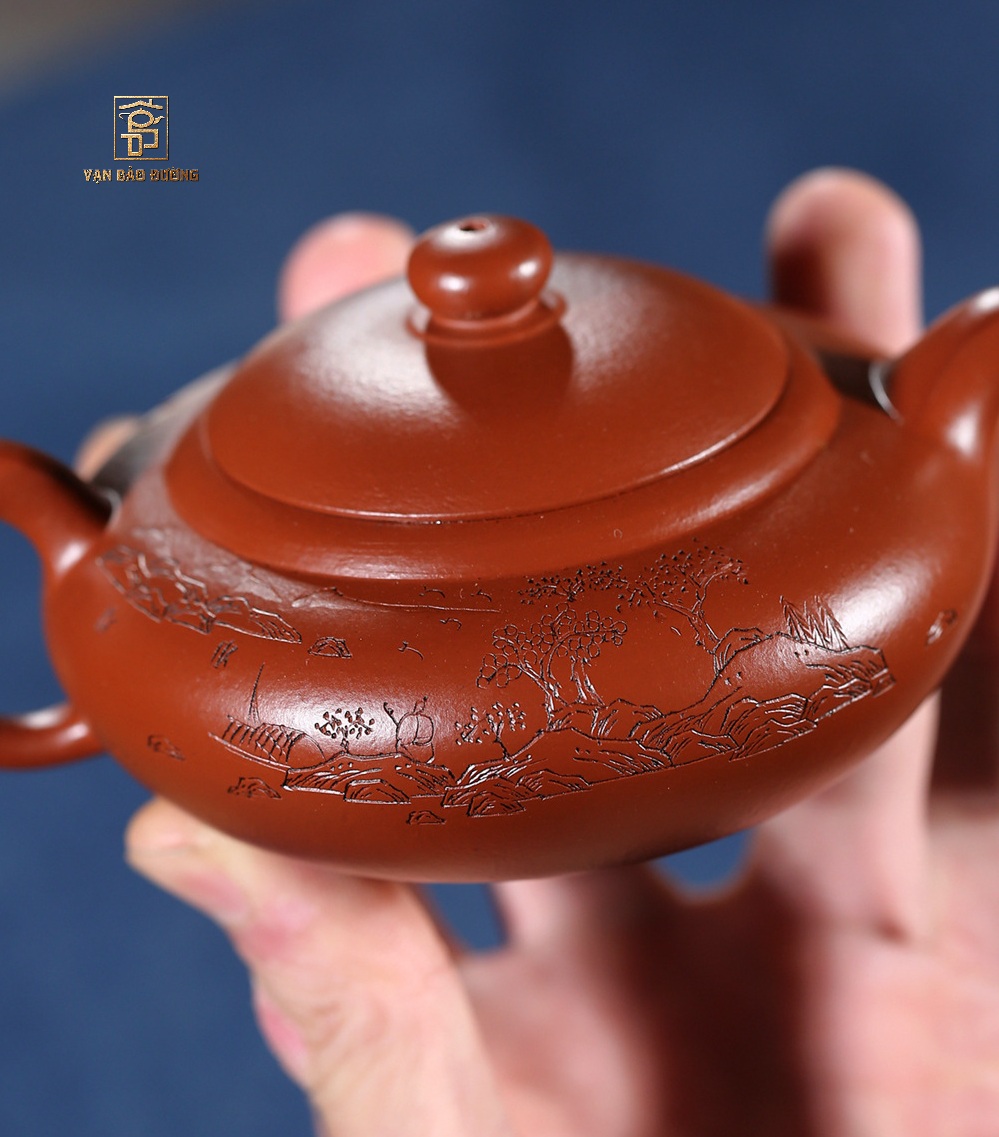 Ấm Tử Sa Biển Cổ Chu Nê Khắc Phong Cảnh