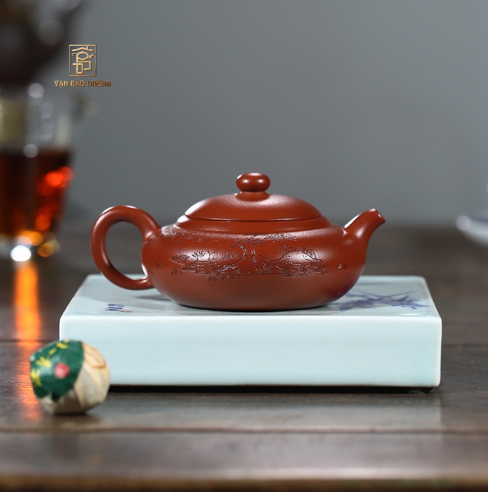 Ấm Tử Sa Biển Cổ Chu Nê Khắc Phong Cảnh