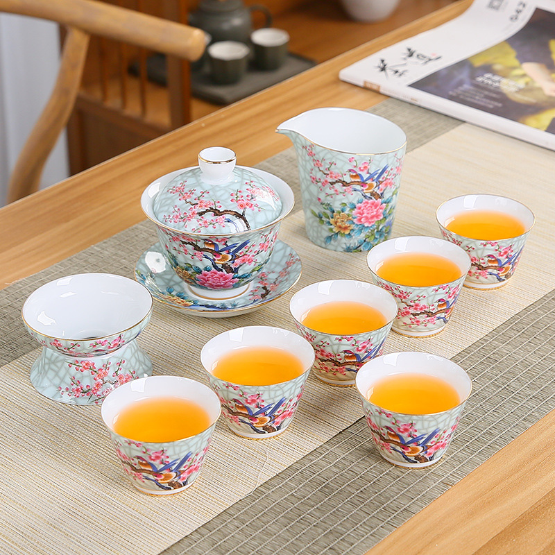 BỘ TRÀ SỨ CHIM HOA PHÚ  QUÝ