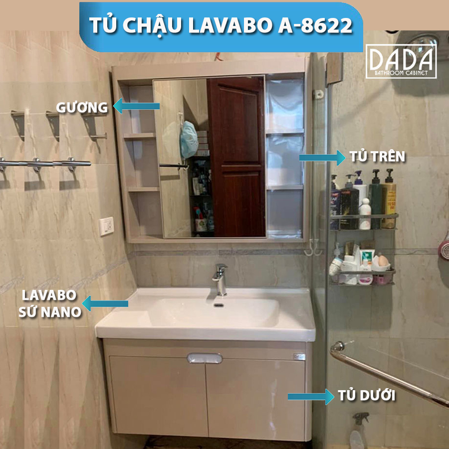 Bộ Tủ Gương Phòng Tắm, Tủ Lavabo Đẹp, Tủ Lavabo Phòng Tắm A 8622