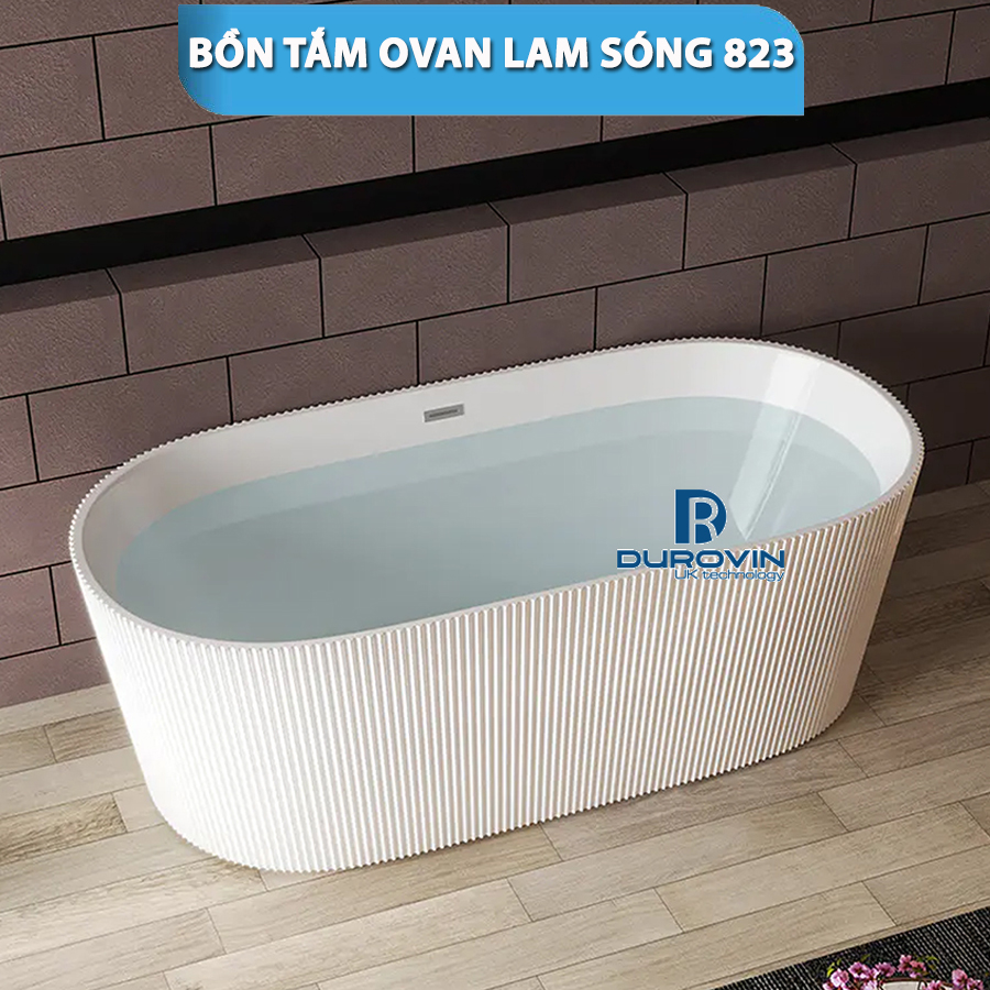 Bồn Tắm Ovan Cạnh Thẳng Lam Sóng DRV-823 – Sang Trọng, Tinh Tế Cho Không Gian Phòng Tắm